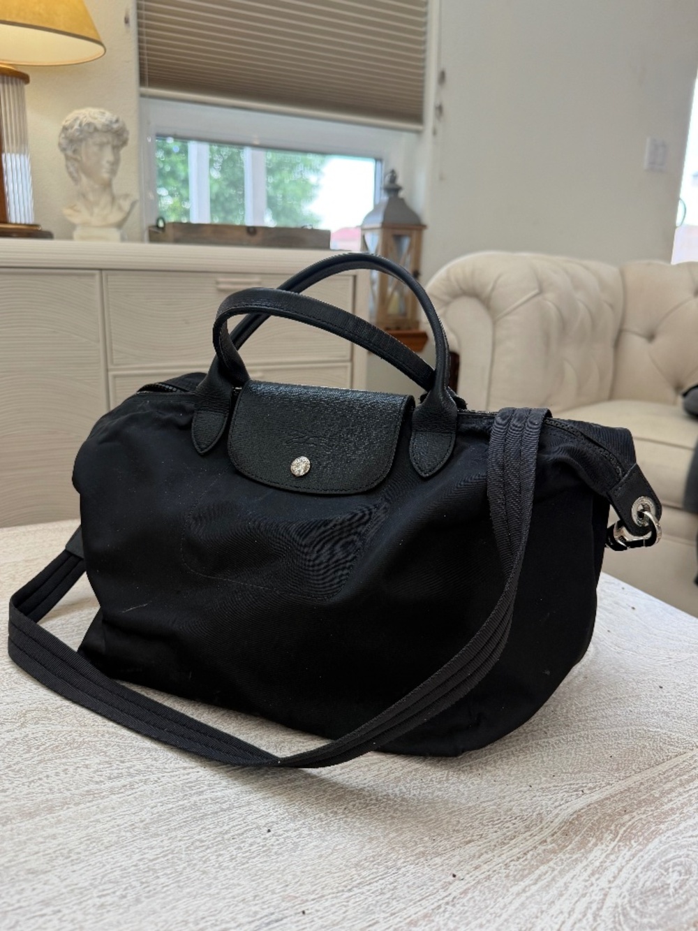 Longchamp Le Pilage MED all black crossbody